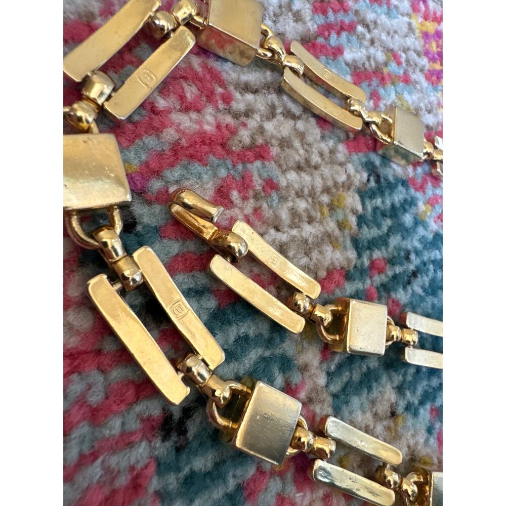 Gold Tone Solid Square Curved Rectangle Chain Bel… - image 5